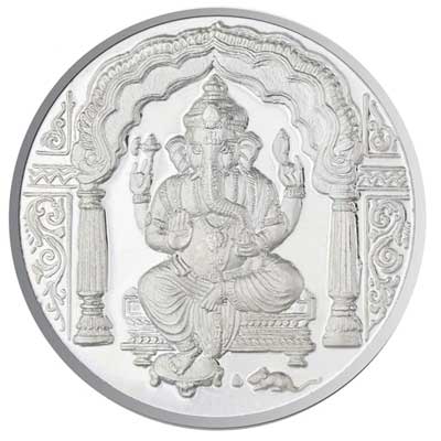 "20 Grams Ganesh Silver Coin - SJSC004R99 - Click here to View more details about this Product